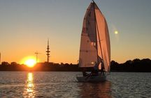 Sunset sailing trip on the Alster in Hamburg
