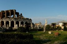 Capua amphiteater and museum with an archaeologist
