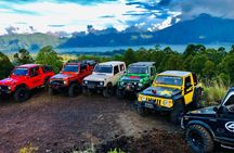 4x4 classic jeep tour with waterfall, Batur Caldera sunrise and Batur black lava volcano