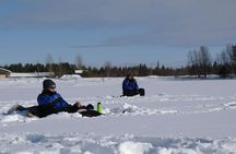 Ice fishing trip from Levi to Kivijärvi by snowmobile