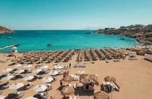 Mykonos Super Paradise Beach back rows seaside sunbed rental