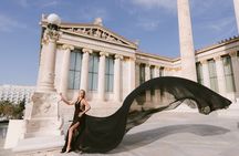 Athens flying dress photoshoot with a professional photographer
