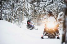 Reindeer and husky farm tour with snowmobiling