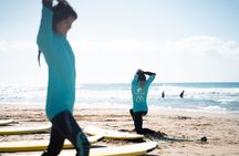 Surfing class in Fuerteventura's South white beaches
