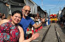 Erawan Waterfall, Floating and Railway Market private tour