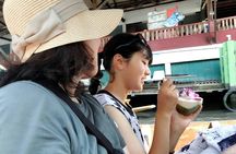 Private tour in a luxury van, Erawan Fall, Floating and Railway Markets