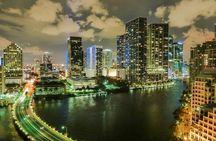 Miami skyline evening cruise of Biscayne Bay on luxury yacht