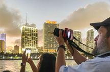 Miami skyline evening cruise of Biscayne Bay on luxury yacht