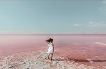 Pink lake and Tabarca Island from Alicante