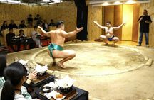 Sumo show experience with chicken hot pot and souvenirs in Tokyo
