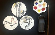 Suiboku-ga ink-wash painting workshop in a Japanese teahouse