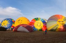 Hot air balloon flight at sunrise in Mallorca