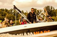 Sunset motorboat cruise on the Vistula river with prosecco