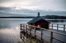 Finnish sauna and outdoor hot tub experience with dinner by the fire