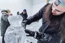 Ice sculpting workshop and dinner by the fire in Rovaniemi