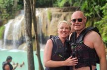 Private tour in a luxury van, Erawan Fall, Floating and Railway Markets