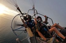 Acrobatic paratrike flight over Tenerife