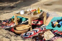 Greek meze picnic on a Mykonos beach