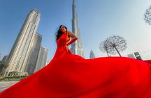 Instagrammable flying dress photoshoot with cinematic video in Dubai