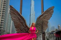 Instagrammable flying dress photoshoot with cinematic video in Dubai