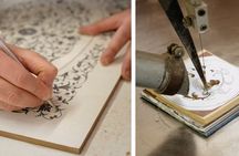 Sorrentine inlaid wood crafting workshop with artisans