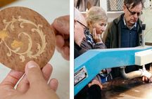 Sorrentine inlaid wood crafting workshop with artisans