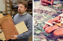 Sorrentine inlaid wood crafting workshop with artisans