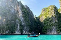 Sunrise Phi Phi cove collection with longtail boat from Krabi