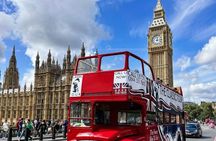 Vintage open-top bus tour with live guide in London