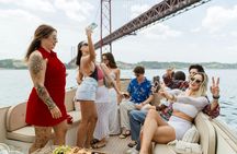 Wine tasting and sunset with snacks on a boat in Lisbon