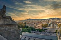 Barcelona Old Town and sky views with Montjuic Castle and cable car