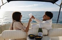 Dolphin watching on a luxury shared yacht with drink