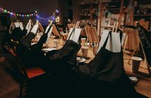 Kraków sip and paint workshop with unlimited wine and prosecco