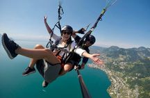 Tandem paragliding adventure over Lake Geneva in Montreux