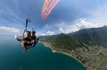Tandem paragliding adventure over Lake Geneva in Montreux