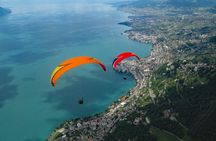 Tandem paragliding adventure over Lake Geneva in Montreux
