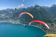 Tandem paragliding adventure over Lake Geneva in Montreux