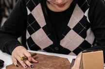 Leather notebook making workshop in Hanoi