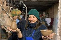 Traditional Moroccan pottery workshop in Marrakesh with transfers