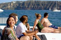 Santorini catamaran cruise with BBQ and drinks from Vlychada Marina