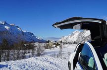 Private Tromsø snowshoeing tour with a TeslaX car ride