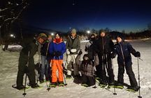 Snowshoe trip with a campfire in Tromso