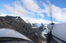 Airplane Flight over Vatnajökull Volcanic Eruption Sites