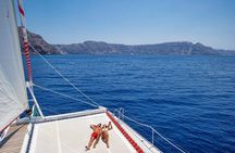 Sailing Catamaran Cruise in Santorini with BBQ, Drinks and Transfer