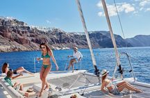 Santorini Sunset Luxury Sailing Catamaran Cruise with BBQ, drinks, transfer