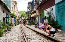 Hanoi city tour and drinking beside railway- group tour