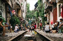 Hanoi city tour and drinking beside railway- group tour