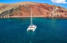 Santorini Half Day Catamaran Private Cruise incl. Meal, Drinks & Free Transport