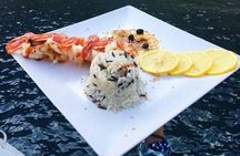 Santorini Luxury Catamaran Sunset Cruise with BBQ, Drink and Transfer