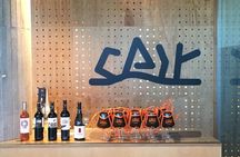 Guided tour glass in hand with wine tasting directly from the barrel